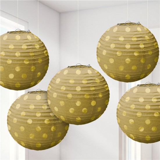 Gold Foil Dot Hanging Lantern Decorations