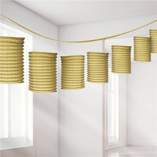 Gold Paper Lantern Garland Decoration - 3.7m