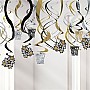 Metallic New Year Hanging Swirl Decorations- 60cm