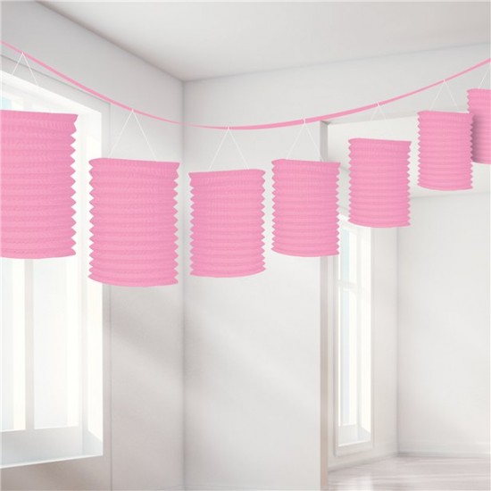 New Pink Paper Lantern Garland Decoration - 3.7m