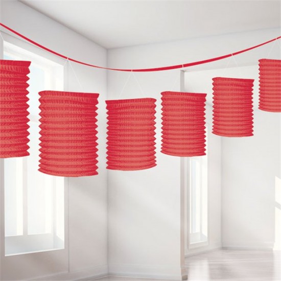 Red Paper Lantern Garland Decoration - 3.7m