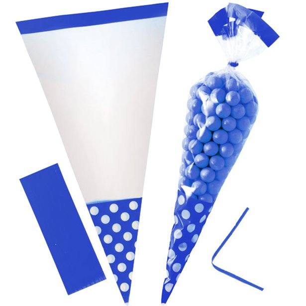 Bright Royal Blue Polka Dot Cello Sweet Cones - 24cm Bright Royal Blue Polka Dot Cello Sweet Cones - 24cm