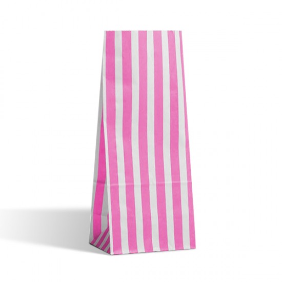 Bright Pink Stripe Pick n Mix Paper Bags