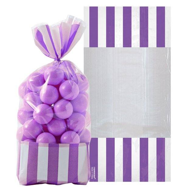 New Purple Stripe Cello Sweet Bags - 27cm New Purple Stripe Cello Sweet Bags - 27cm