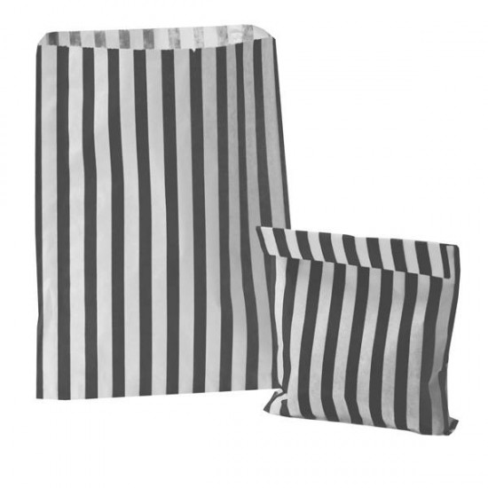 Black Candy Stripe Paper Bags