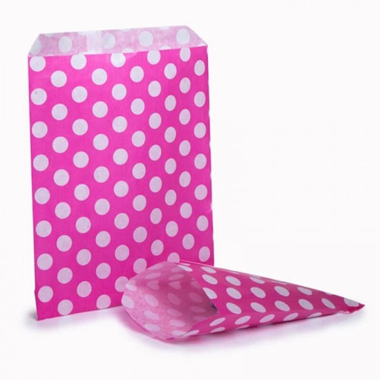 Bright Pink Polka Dot Paper Bags