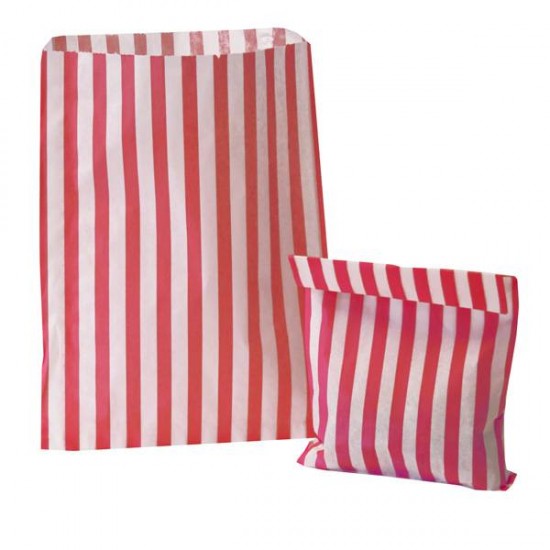 Red Candy Stripe Paper Bags