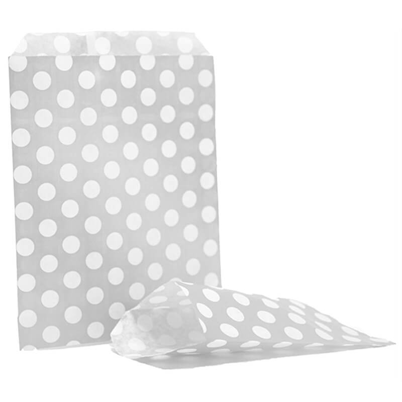 Grey Silver Polka Dot Paper Bags