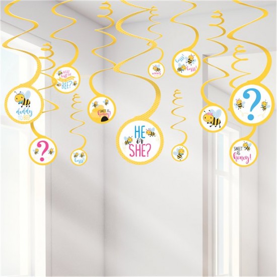What Will It Be Hanging Swirl Decorations (12pk)