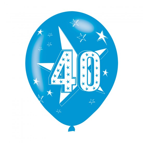 Age 40 Blue Latex Balloons (6pk)