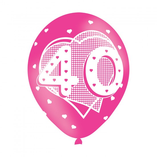 Age 40 Pink Latex Balloons (6pk)