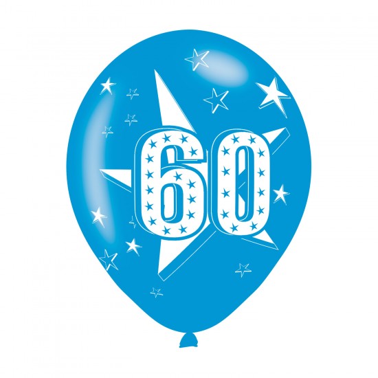 Age 60 Blue Latex Balloons (6pk)