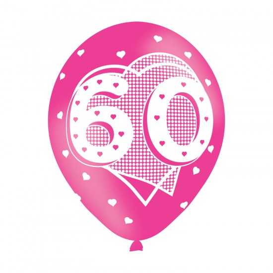 Age 60 Pink Latex Balloons (6pk)