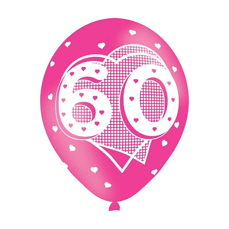 Age 60 Pink Latex Balloons (6pk)