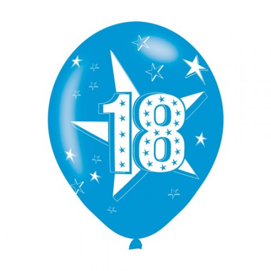 Age 18 Blue Latex Balloons (6pk)