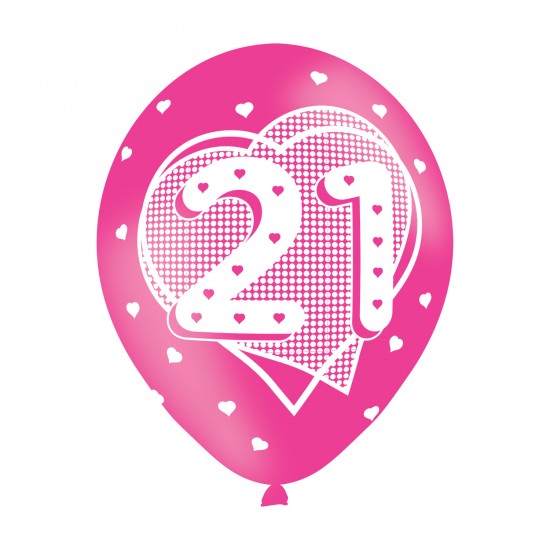 Age 21 Pink Latex Balloons (6pk)