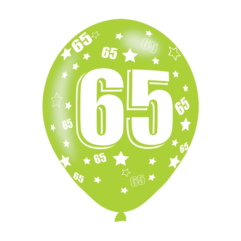 Age 65 Assorted Colours Latex Balloons (6pk) Age 65 Assorted Colours Latex Balloons (6pk)