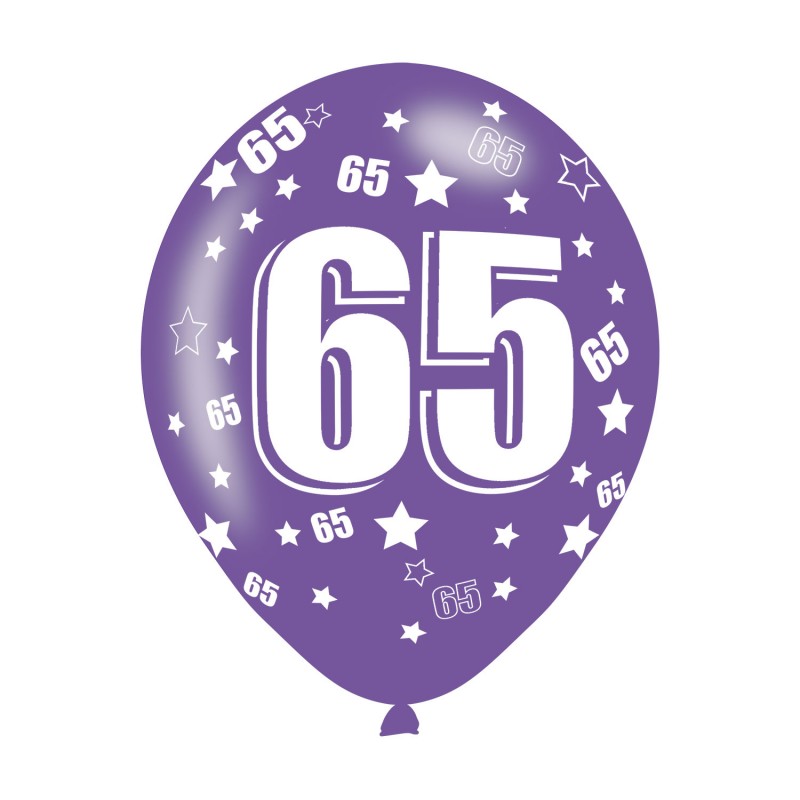Age 65 Assorted Colours Latex Balloons (6pk) Age 65 Assorted Colours Latex Balloons (6pk)