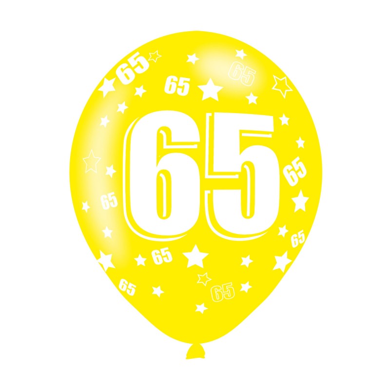 Age 65 Assorted Colours Latex Balloons (6pk) Age 65 Assorted Colours Latex Balloons (6pk)