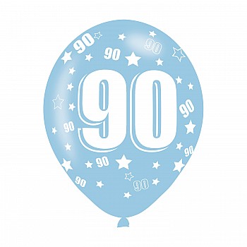 Age 90 Assorted Colours Latex Balloons (6pk) Age 90 Assorted Colours Latex Balloons (6pk)