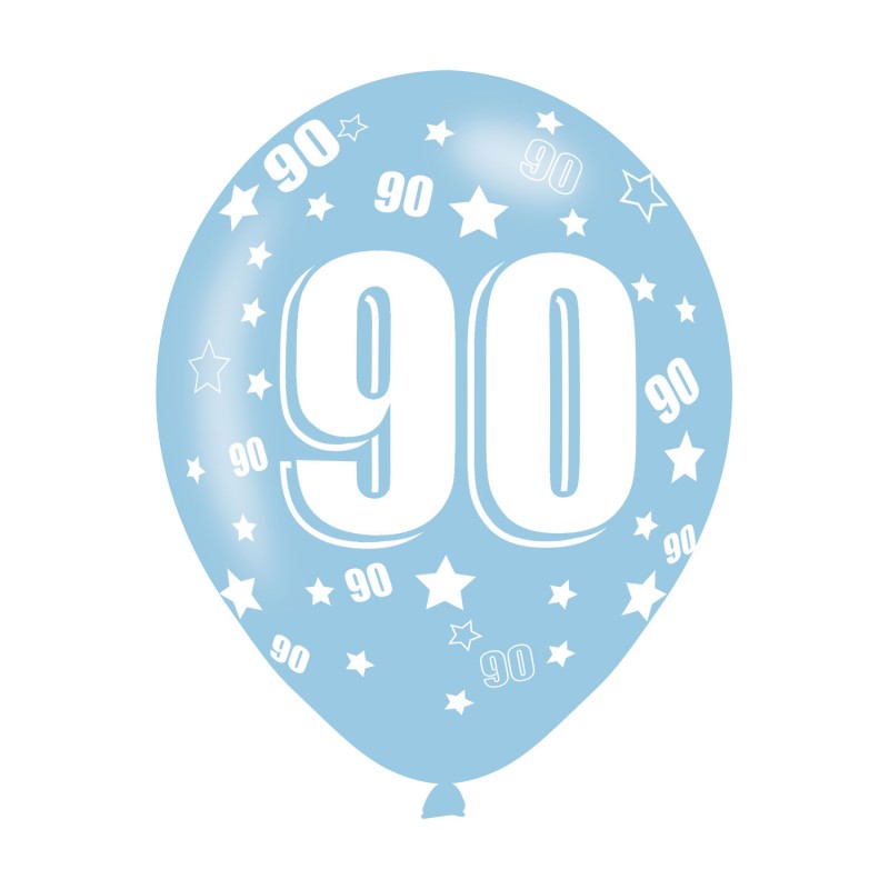 Age 90 Assorted Colours Latex Balloons (6pk) Age 90 Assorted Colours Latex Balloons (6pk)