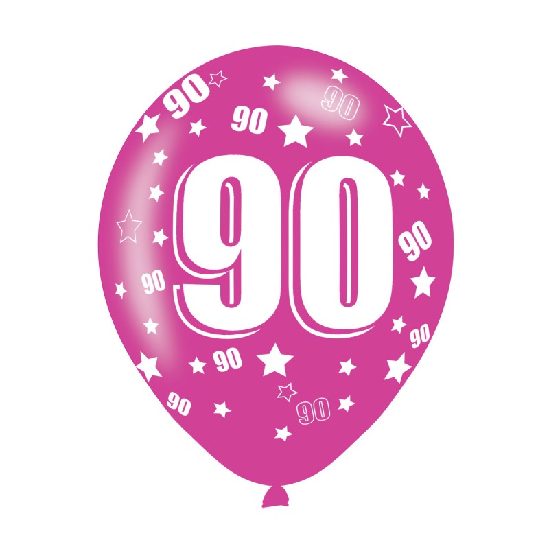 Age 90 Assorted Colours Latex Balloons (6pk) Age 90 Assorted Colours Latex Balloons (6pk)