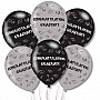 Congrats Graduate Grey/Black Latex Balloons (6pk)