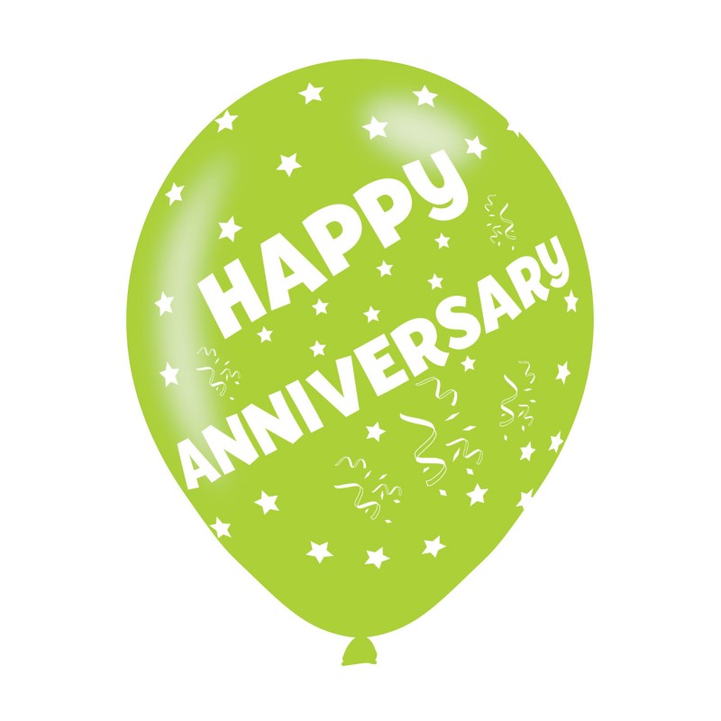 Happy Anniversary Assorted Colours Latex Balloons (6pk) Happy Anniversary Assorted Colours Latex Balloons (6pk)