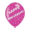 Happy Anniversary Assorted Colours Latex Balloons (6pk)