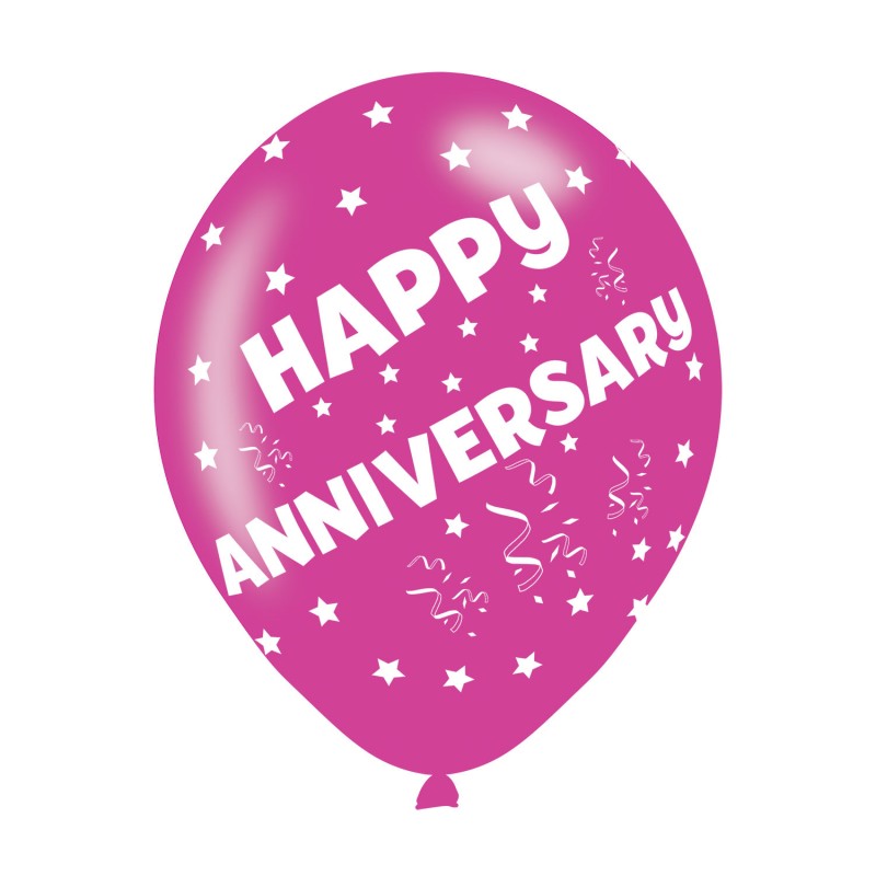 Happy Anniversary Assorted Colours Latex Balloons (6pk) Happy Anniversary Assorted Colours Latex Balloons (6pk)