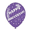 Happy Anniversary Assorted Colours Latex Balloons (6pk)