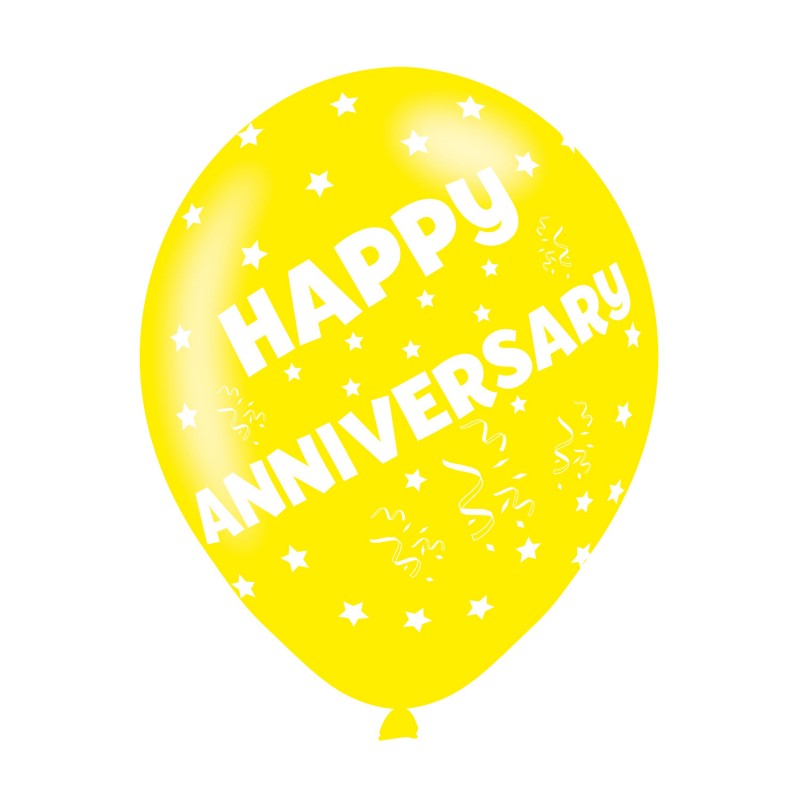 Happy Anniversary Assorted Colours Latex Balloons (6pk) Happy Anniversary Assorted Colours Latex Balloons (6pk)
