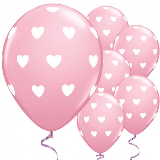 Big Pink Hearts Valentines Balloons - 11 Latex