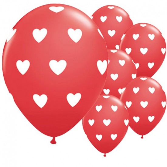 Big Red Hearts Valentines Balloons - 11 Latex