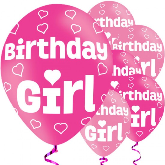 Birthday Girl Balloons - 11 Latex (6pk)