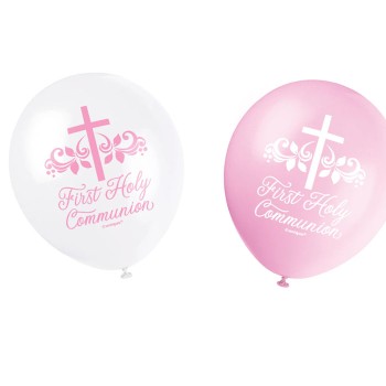 First Holy Communion Pink Balloons 12" (8pk)