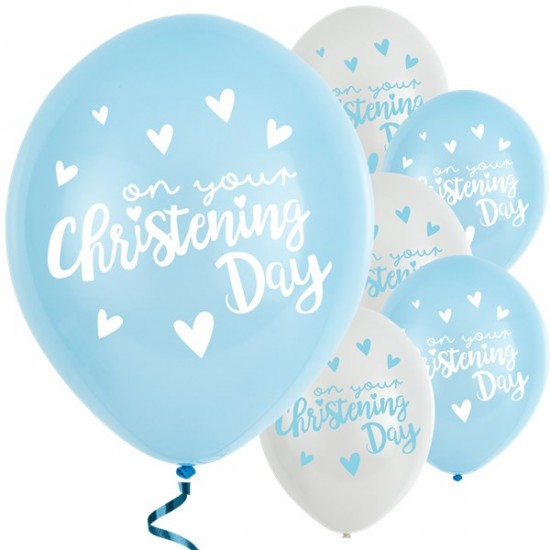 Blue Christening Day Latex Balloons - 11 Latex (6pk)