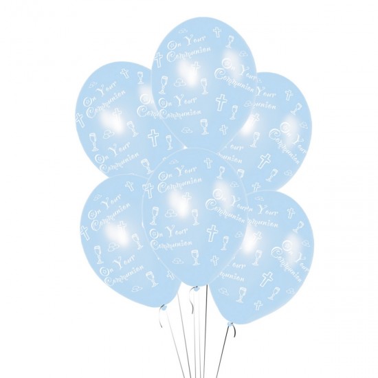 Blue First Holy Communion Balloons - 11 Latex (6pk)