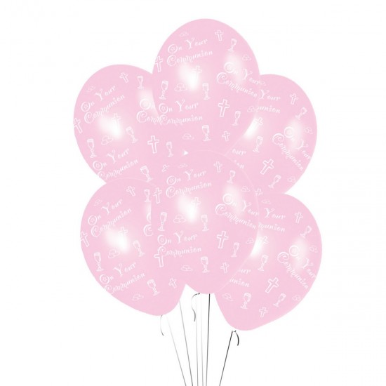 Pink First Holy Communion Balloons - 11 Latex (6pk)