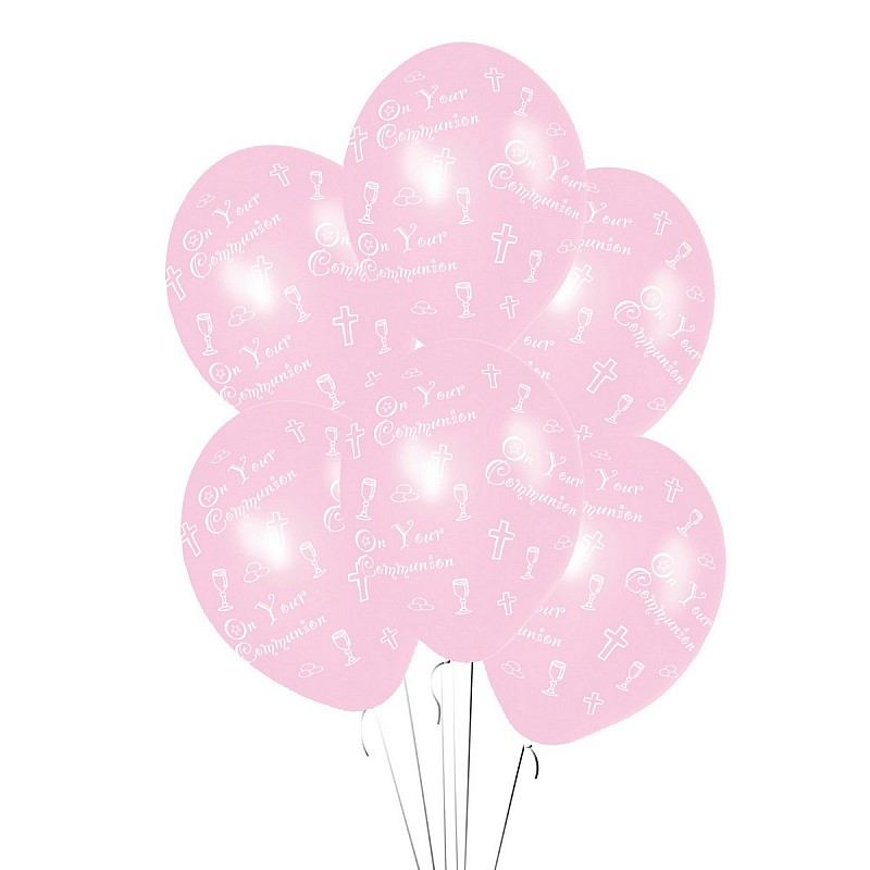 Pink First Holy Communion Balloons - 11 Latex (6pk) Pink First Holy Communion Balloons - 11 Latex (6pk)