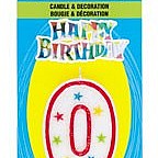 Numeral 0 Glitter Candle with Cake Decor