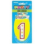 Numeral 1 Glitter Candle with Cake Decor