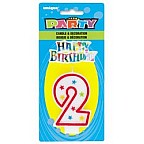 Numeral 2 Glitter Candle with Cake Decor