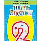 Numeral 2 Glitter Candle with Cake Decor