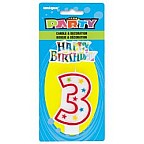 Numeral 3 Glitter Candle with Cake Decor
