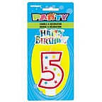 Numeral 5 Glitter Candle with Cake Decor