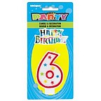 Numeral 6 Glitter Candle with Cake Decor