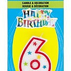 Numeral 6 Glitter Candle with Cake Decor