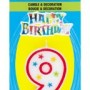 Numeral 9 Glitter Candle with Cake Decor