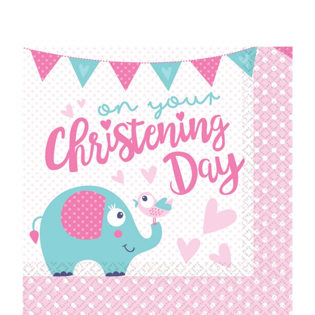 On your Christening Day Pink Luncheon Napkins 33cm (16pk) On your Christening Day Pink Luncheon Napkins 33cm (16pk)